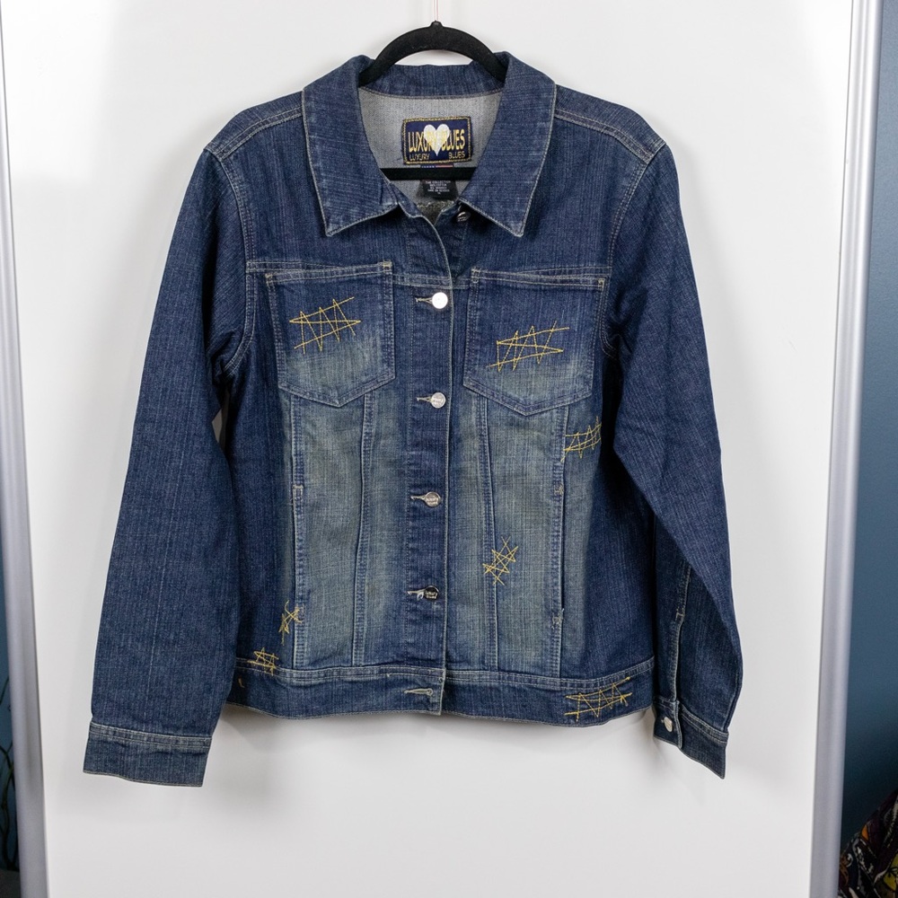 Vintage Y2K Luxury Blues Embellished Denim Jacket